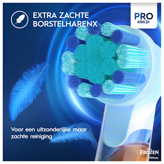 Oral-B Disney Frozen Pro Kids 3+ elektrische tandenborstel, verpakking benadrukt dat deze door tandartsen wereldwijd als nummer 1 wordt gebruikt.