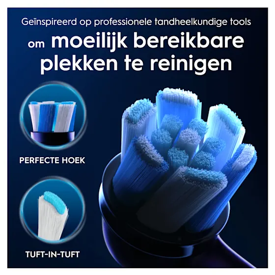 Oral-B iO opzetborstels voor de elektrische tandenborstel, verpakking met de claim "Ultimate Clean" en 2 stuks inbegrepen.