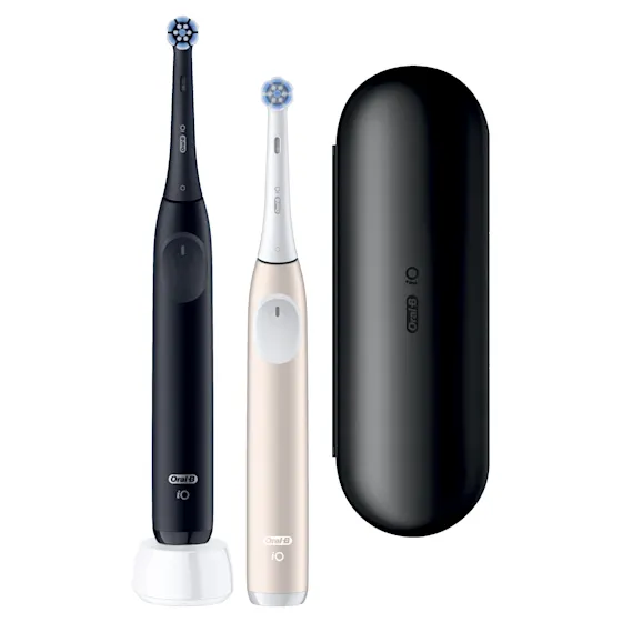Oral-B iO 2 Elektrische Tandenborstels Zwart & Roze Duoverpakking + 4 Opzetborstels (Gentle Care)