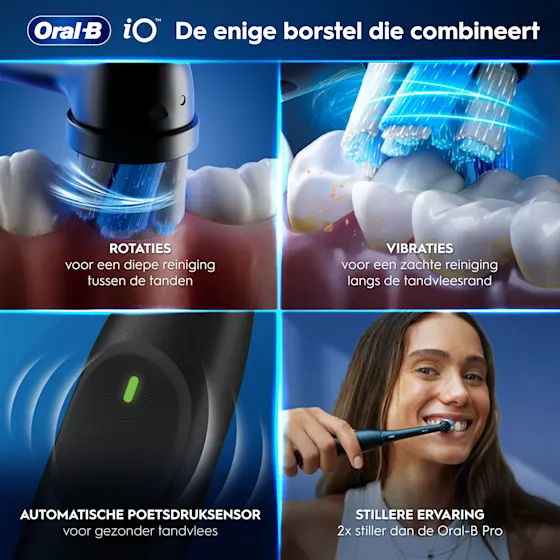 Oral-B iO 2 Elektrische Tandenborstels Zwart & Groen Duoverpakking + 4 Opzetborstels (Gentle Care)