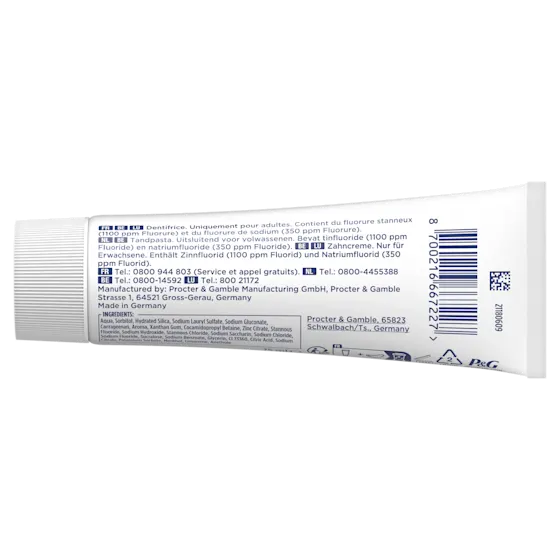 Oral-B Professional tandpasta voor gevoelige tanden, met de claim 'Bescherming tegen Gevoeligheid'.