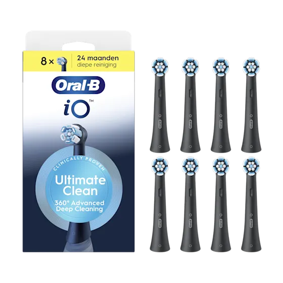 Oral-B iO Series Ultimate Clean Zwart, Originele opzetborstels, CrissCross borstelharen, 8