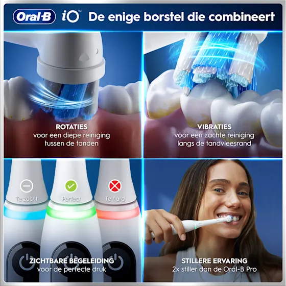 Oral-B iO 6 Elektrische Tandenborstels Wit & Roze Duoverpakking + 8 Opzetborstels