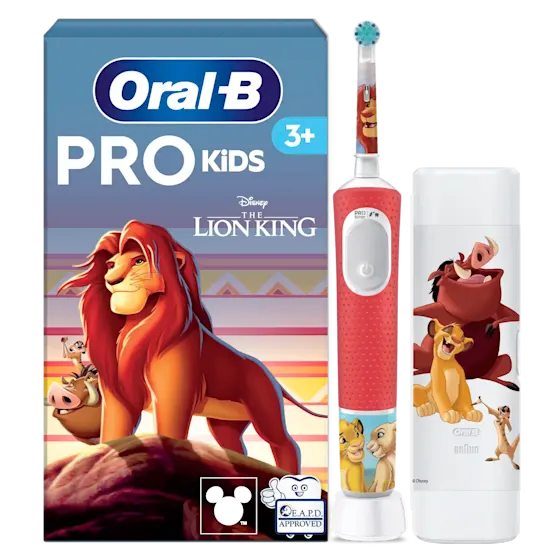 Oral-B PRO Kids elektrische tandenborstel met Disney The Lion King-thema, geschikt voor 3+ en E.A.P.D. goedgekeurd.