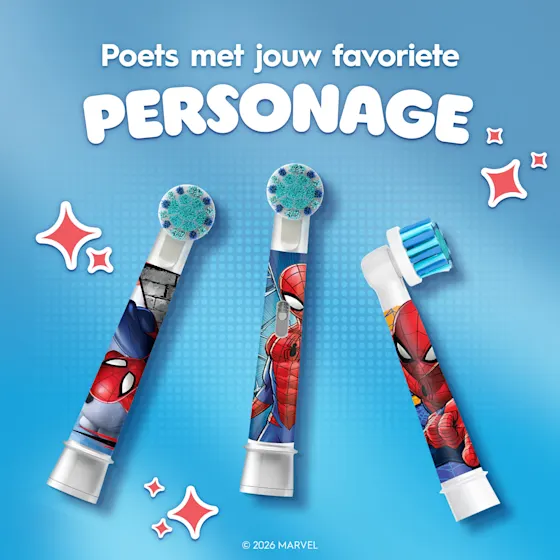 Oral-B PRO Kids opzetborstels Spider-Man 4 stuks, voor 12 maanden zachte reiniging.