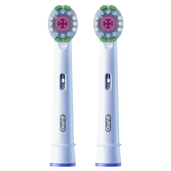 Oral-B PRO 3D WHITE opzetborstels, verpakking met 2 stuks.