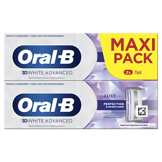 Oral-B 3D White Advanced Luxe Perfection tandpasta, Maxi Pack 2x75ml.