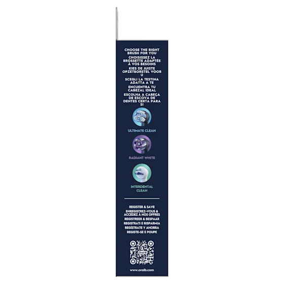 Oral-B iO, pakje van 8 borstelhoofden, zegt "Gentle Care, 100% gezonder tandvlees in 1 week".