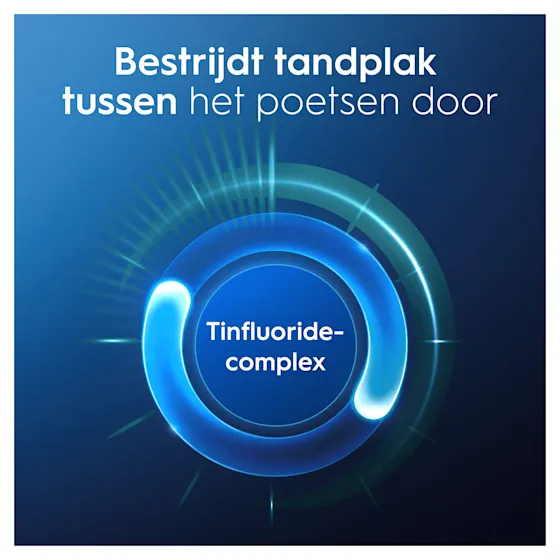 Oral-B Professional tandpasta, verpakking met de claim "100% effectiever" voor tandsteenpreventie.