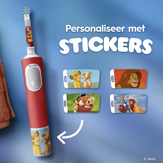 Oral-B PRO Kids elektrische tandenborstel met Disney The Lion King-thema, geschikt voor 3+ en E.A.P.D. goedgekeurd.