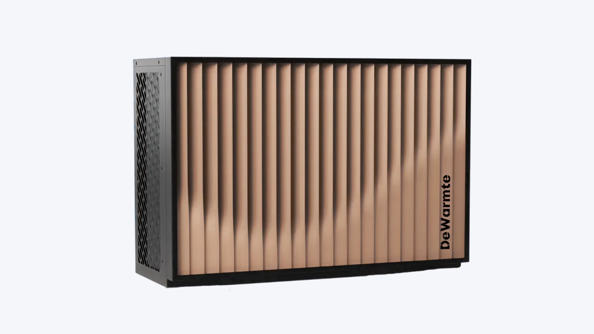 DeWarmte Pomp MP All electric warmtepomp buitenunit van dichtbij