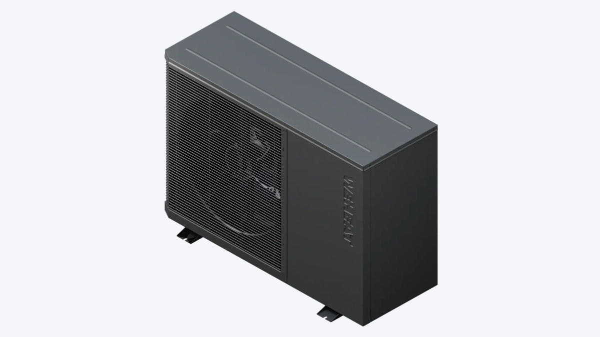 WeHeat Flint monoblock buitenunit schuin van boven gefotografeerd