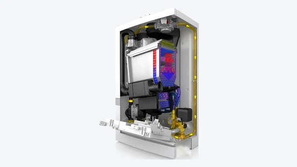 ATAG P-Serie opengewerkte cv-ketel met zicht op de binnenkant