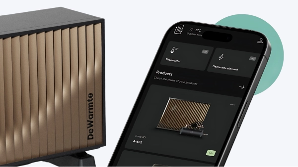 DeWarmte Pomp MP All electric ready met mobiele telefoon