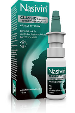 NASIVIN® CLASSIC 0,5 MG/ML TARTÓSÍTÓSZERMENTES OLDATOS ORRSPRAY