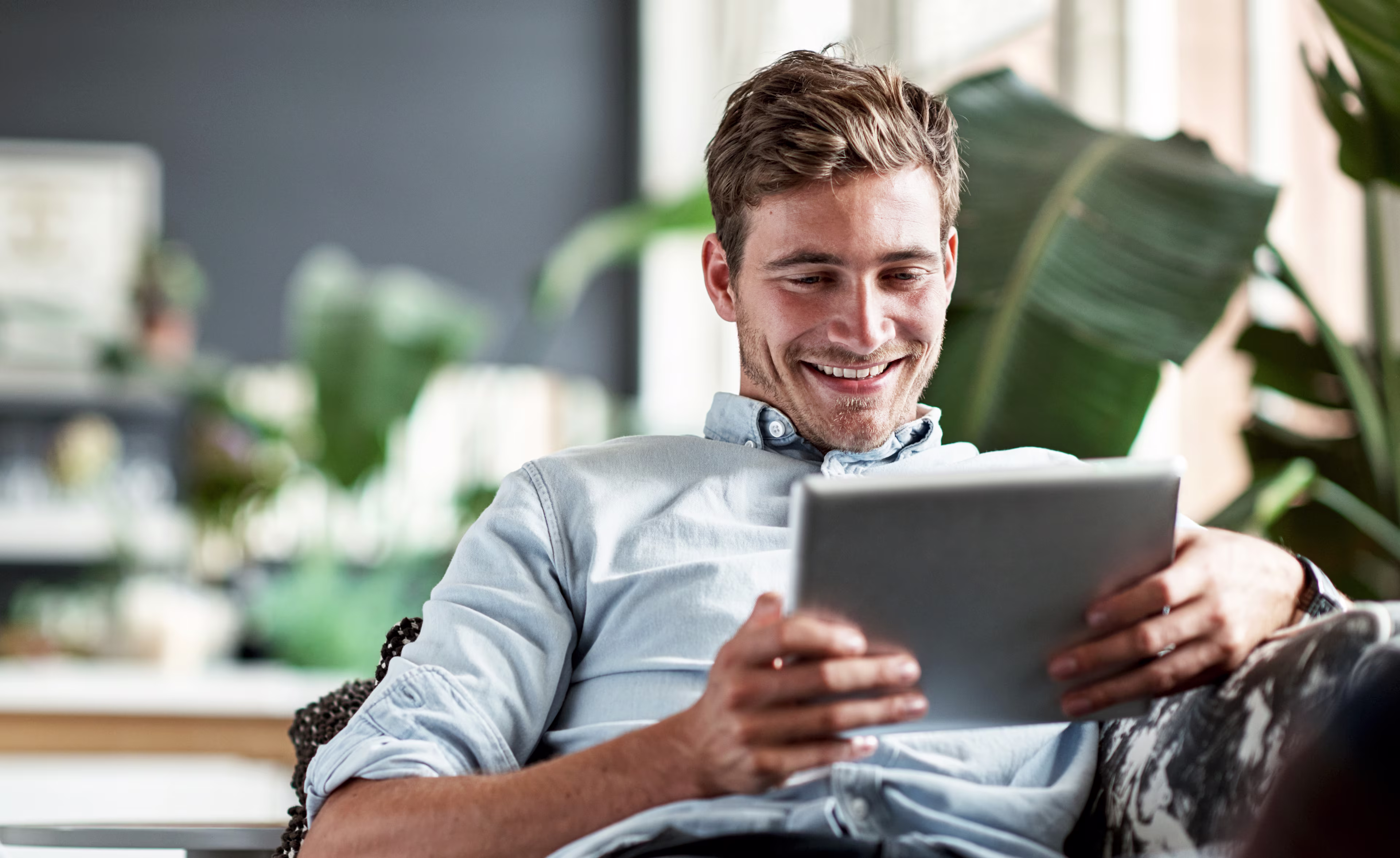Man Tablet Indoor