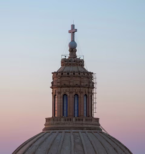 Church dome at sunset