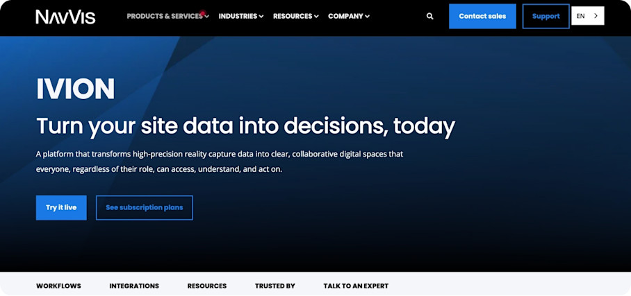 NavVis IVION Homepage