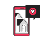 An illustration of a house with a small heart over it