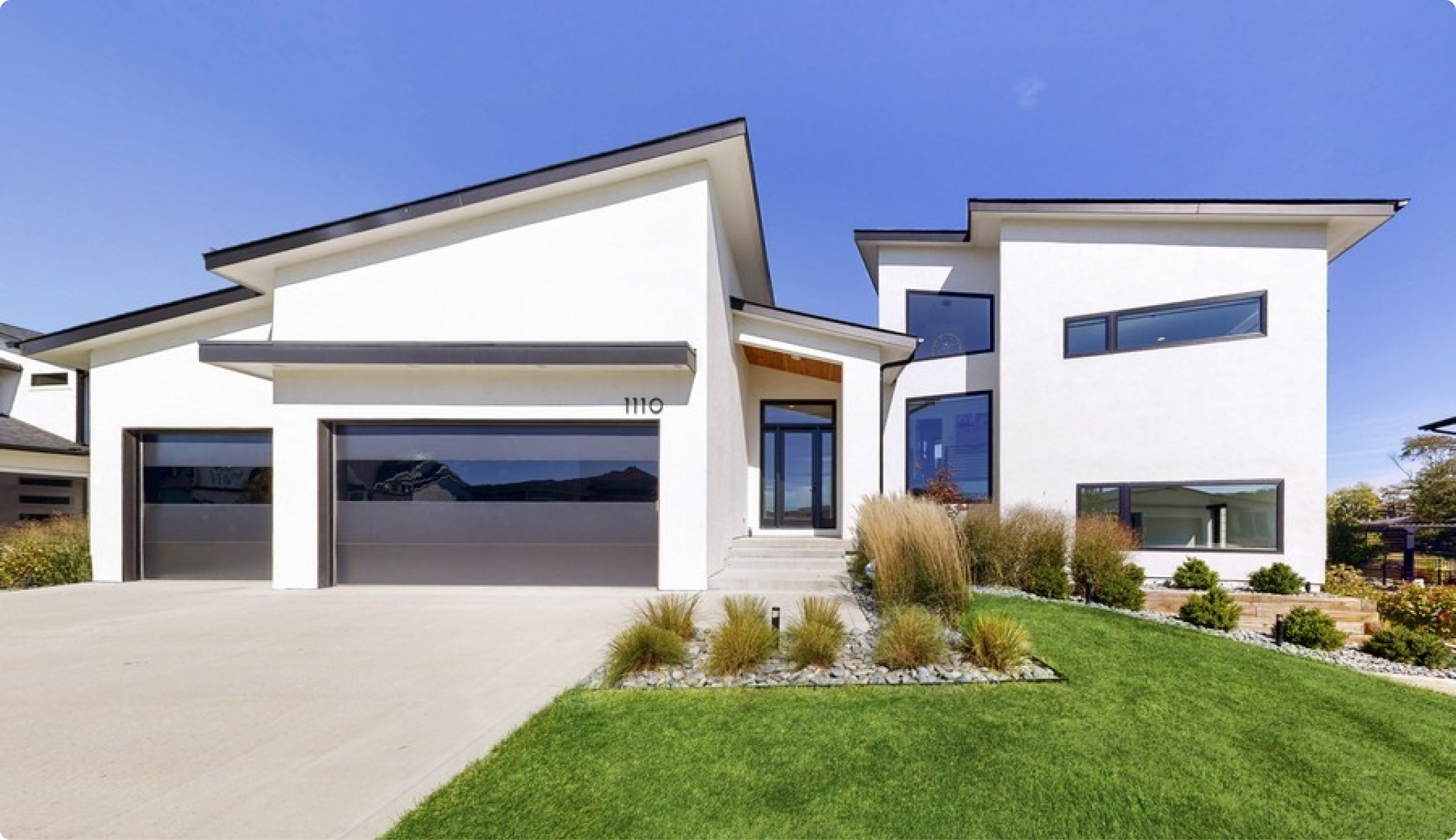 An exterior photo of a modern house