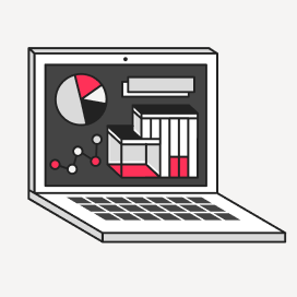 Illustrazione icona - Computer portatile con grafici di dati