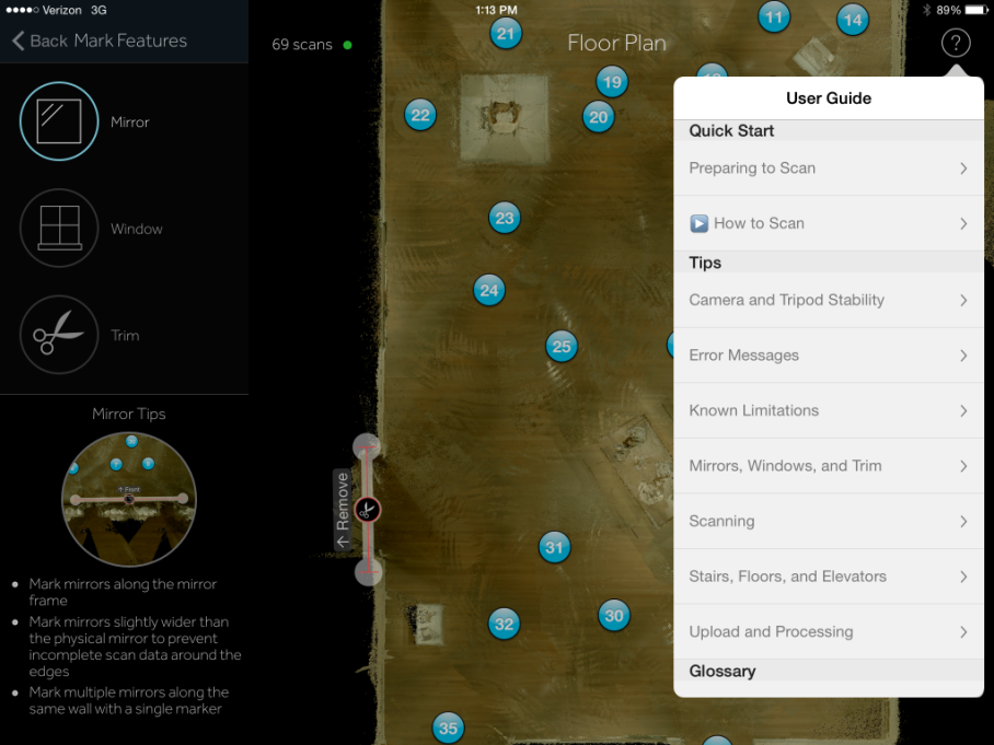 Matterport Capture App with Help Features