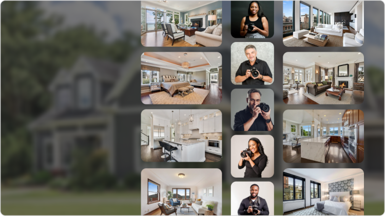 A collage of real estate photographers holding cameras