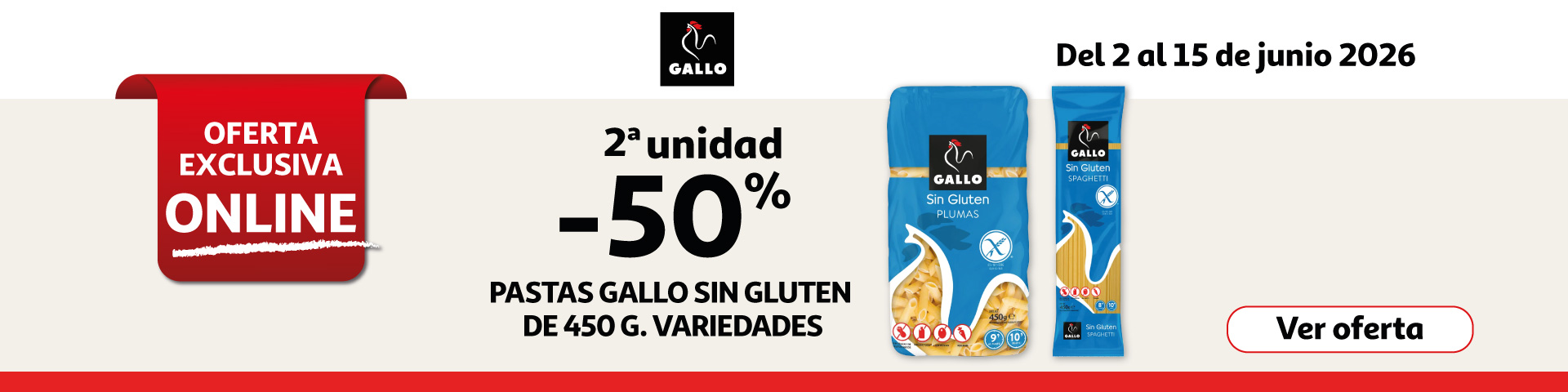 2ª Unid. al 50% - Pastas Gallo sin gluten 