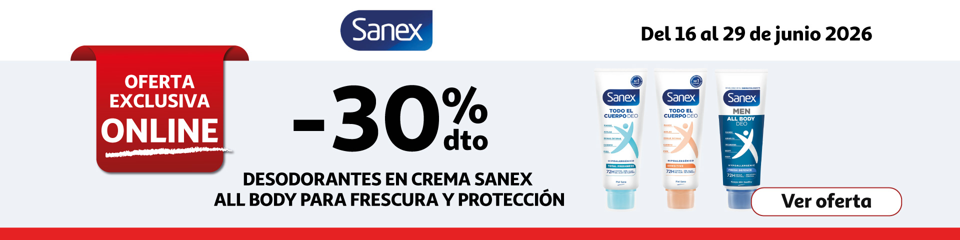 30% Dto. - Desodorantes en crema Sanex 