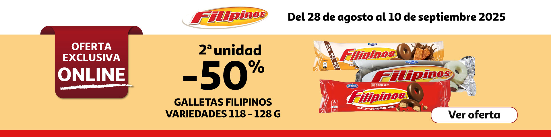 2º ud al 50% en galletas Filipino Artiach 118-128g