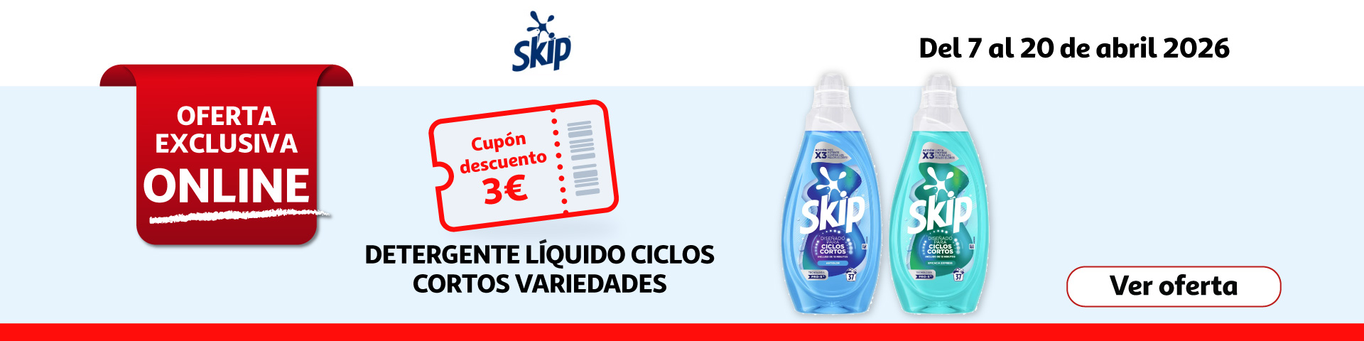 Cupón 3 euros - SKIP Detergentes líquidos