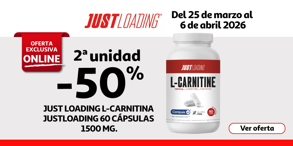 2ª Unid. al 50% - JUST LOADING L-Carnitina JUSTLOADING 60 cápsulas 1500 mg.
