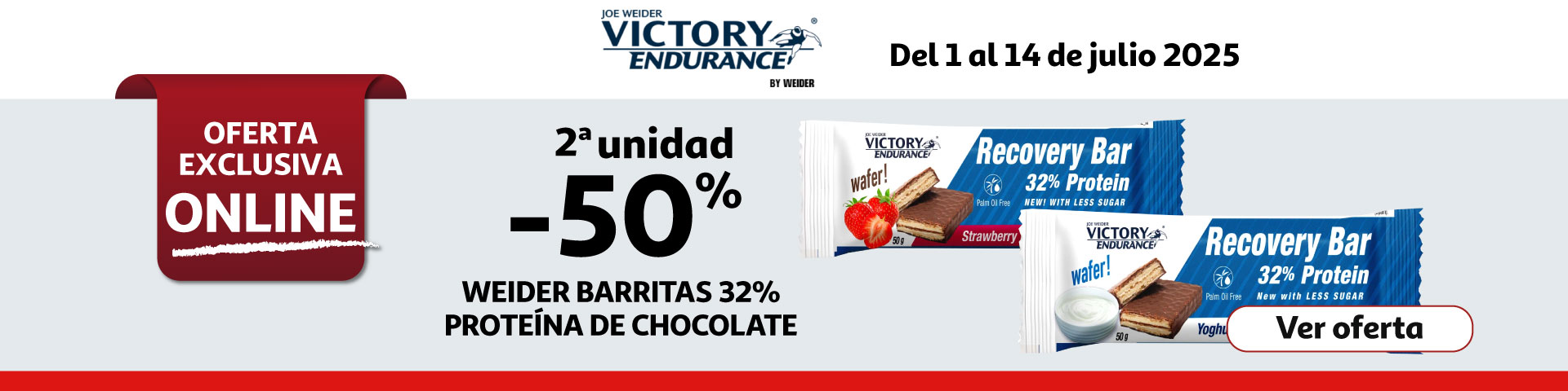 2ª al 50% - WEIDER Barritas 32% proteínas de chocolate 