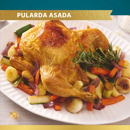 Pularda asada con verduras al horno