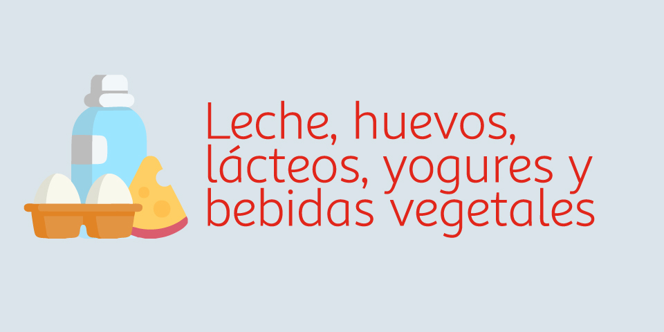Leche, huevos, lácteos, yogures y bebidas vegetales