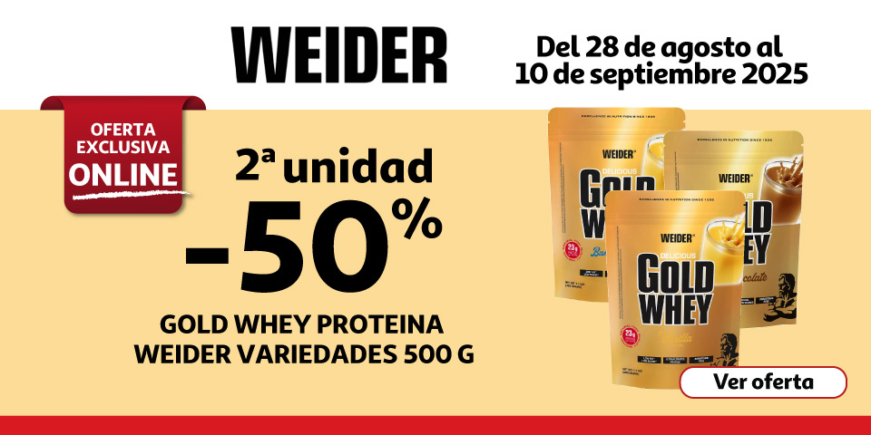 2º ud al 50% Gold Whey proteina WEIDER variedades 500g