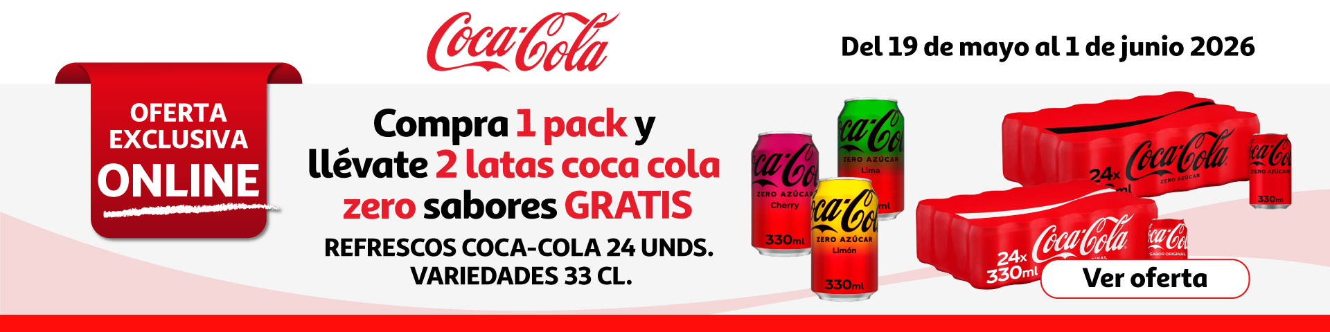 Compra 1 pack y llévate 2 latas GRATIS - Coca-Cola 