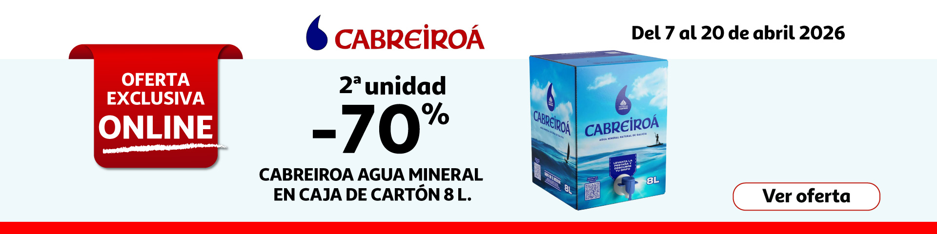 2ª Unid. al 70% - CABREIROA Agua mineral 