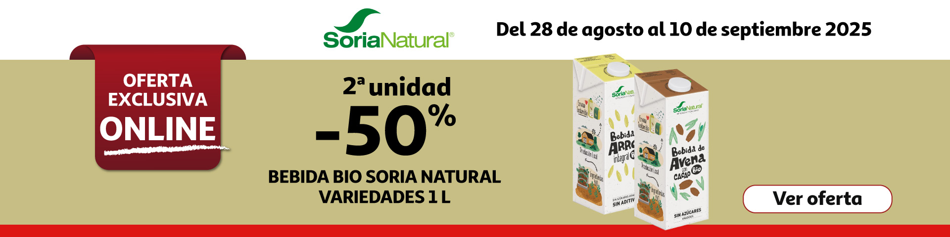 2º ud al 50% Bebida Bio Soria Natural Variedades 1L