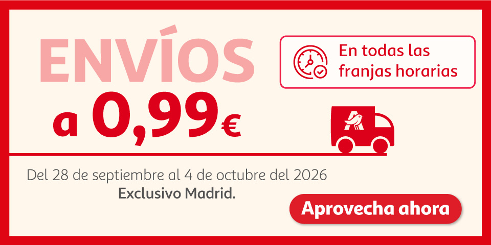 ENVÍO 0,99€ en todas las franjas horarias. Exclusivo Madrid 