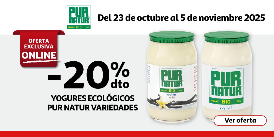 20% Dto. - PUR NATUR Yogures ecológicos 