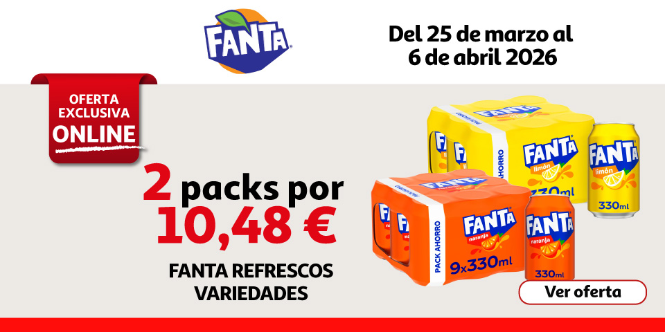 2 PACKS por 10,48€ -  Fanta Naranja o Limón en lata
