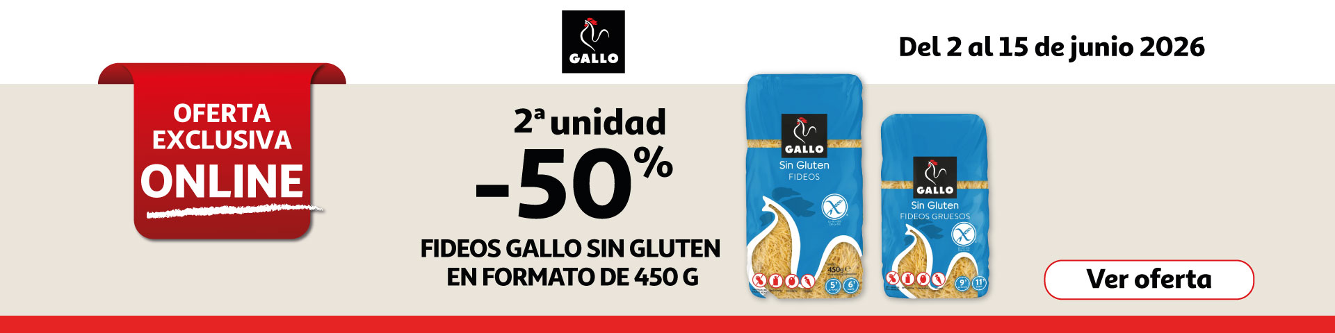 2ª Unid. al 50% - Fideos Gallo sin gluten 