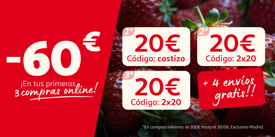 Disfruta 60€ de descuento en tus primeras compra online en Madrid y cuatro envío gratis