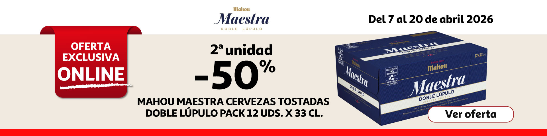 2ª Unid. al 50% - MAHOU MAESTRA Cervezas tostadas 