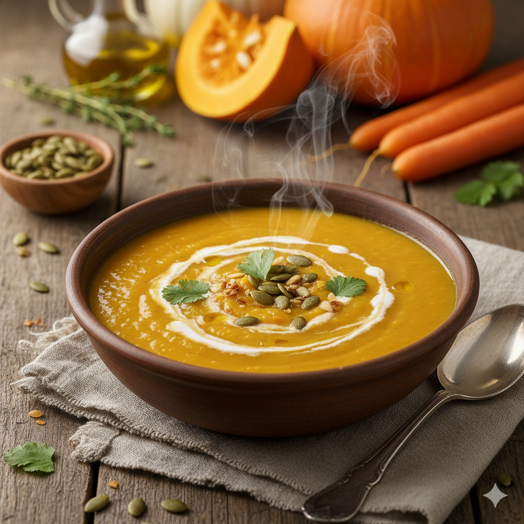 Crema de calabaza y zanahoria