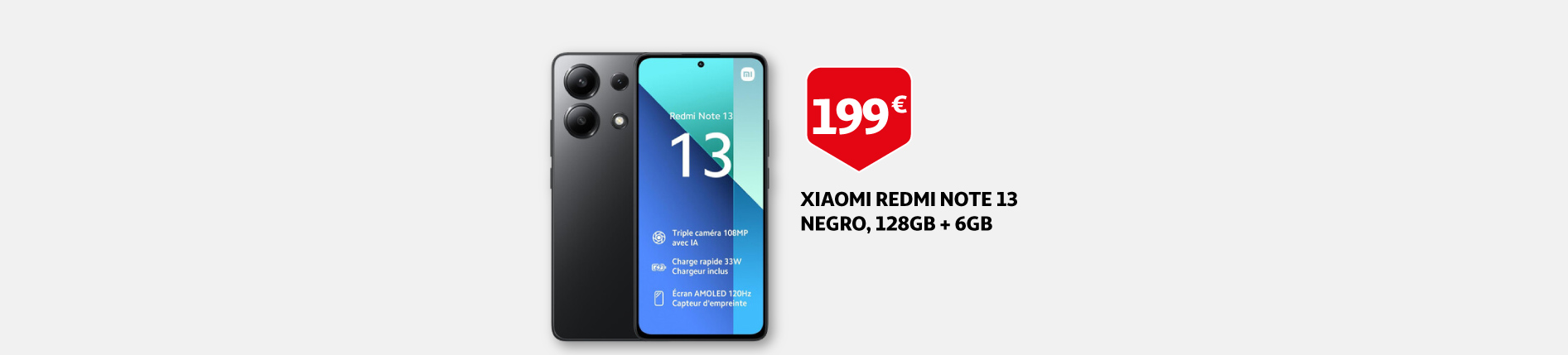Xiaomi Redmi note 13 negro, 128 GB + 6 GB