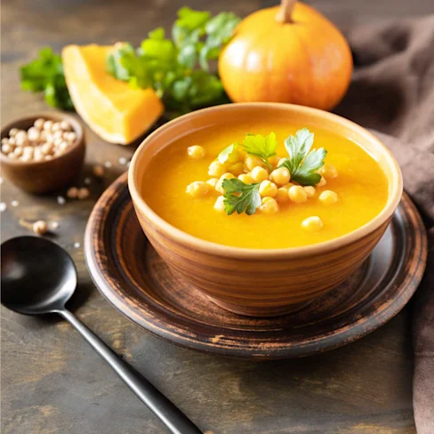 Receta de cream de calabaza y garbanzos