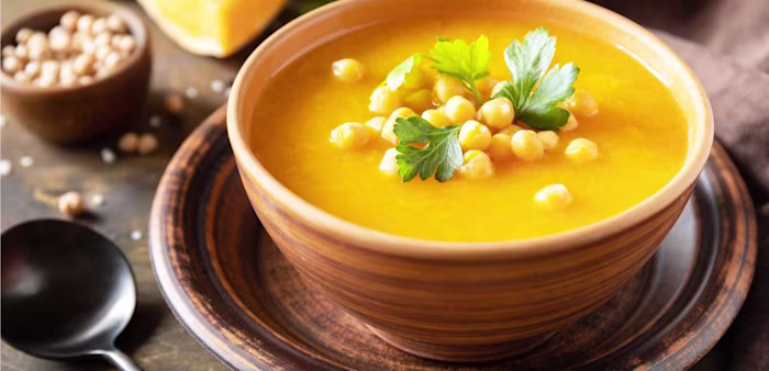 Receta de crema de calabaza y garbanzos