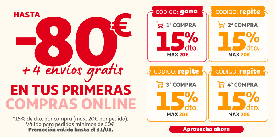 Disfruta 60€ de descuento en tus primeras compra online en Madrid y cuatro envío gratis